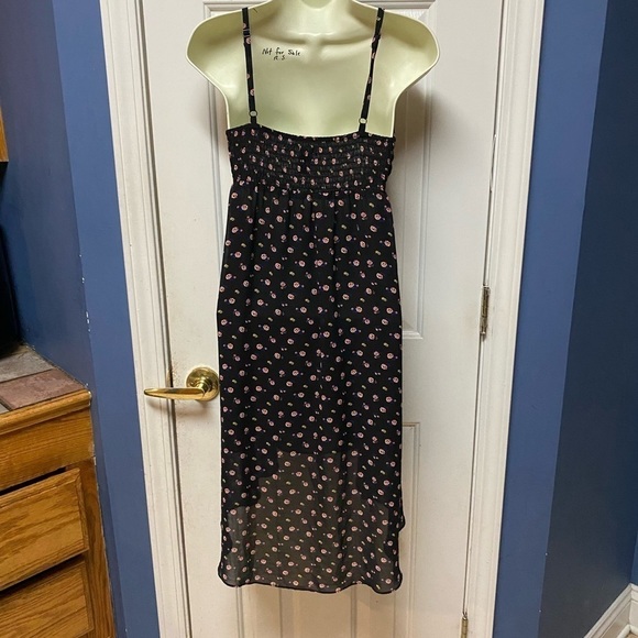 Womens Forever 21 Black Floral Print Spaghetti Strap High Low Dress S. - Picture 4 of 9